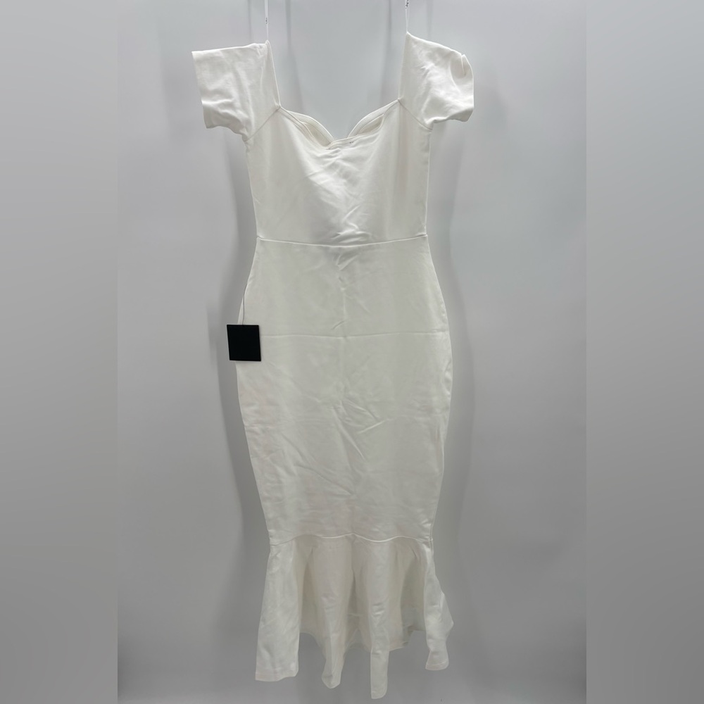 Lulus How Much I Care Ivory Off-the-Shoulder Midi Dress size S NWT - Picture 6 of 13
